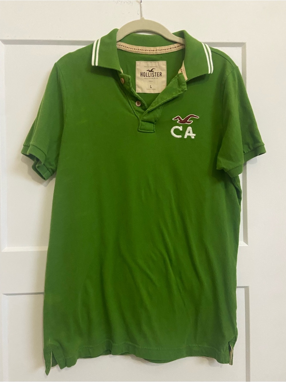 Hollister Vintage Men's Bright Green Polo with CA Embroidery
